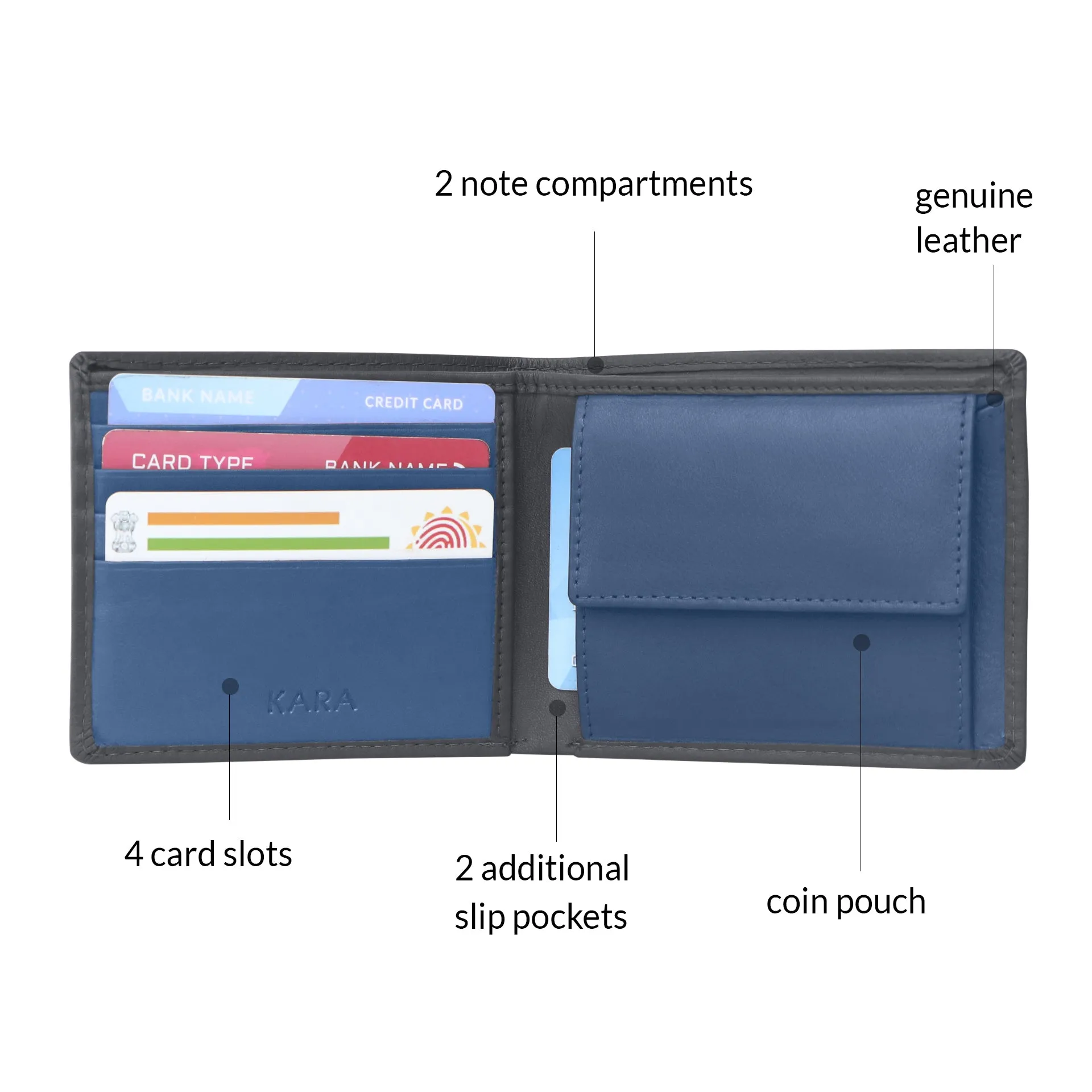 10090 Black & Blue Bifold Wallet