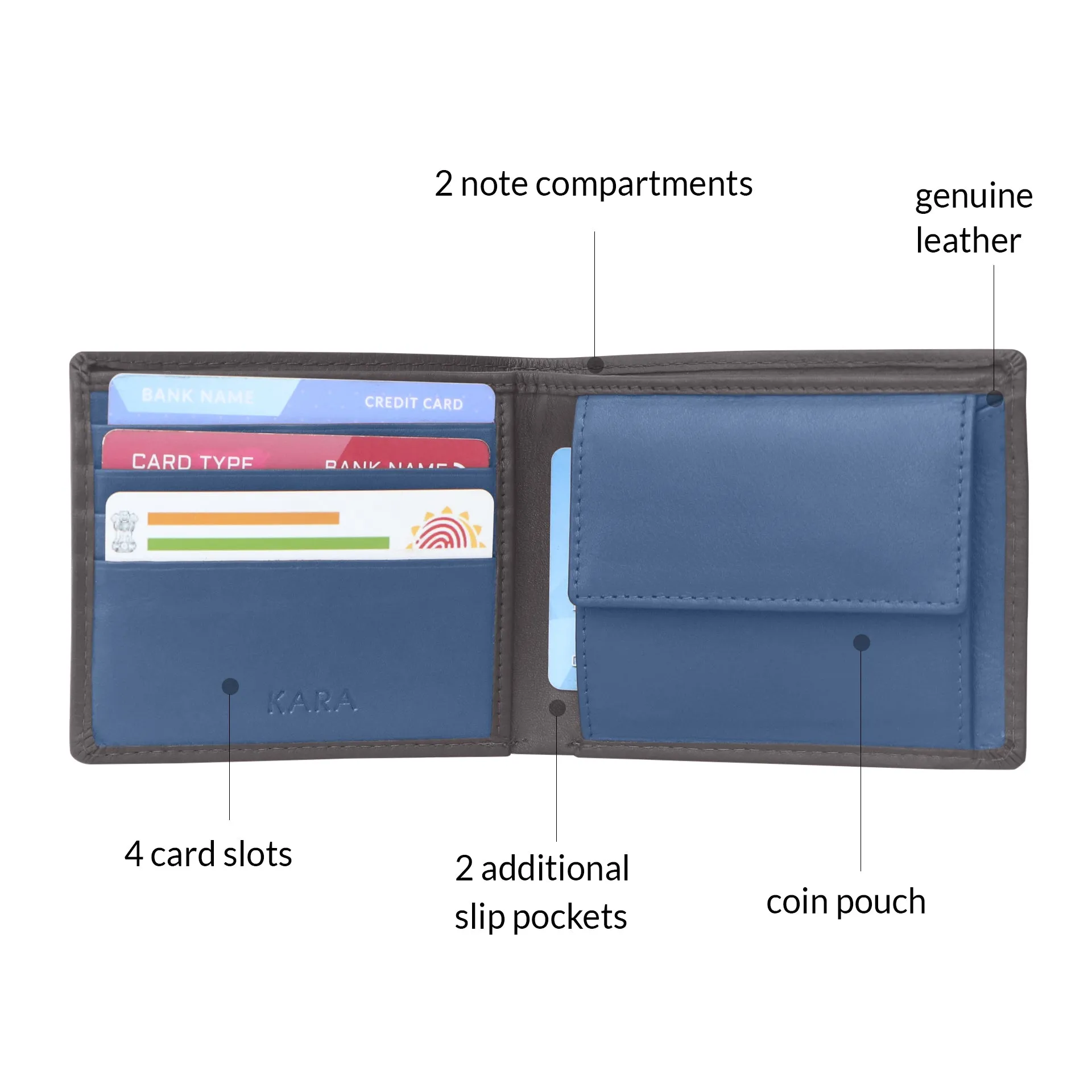 10090 Black & Blue Bifold Wallet