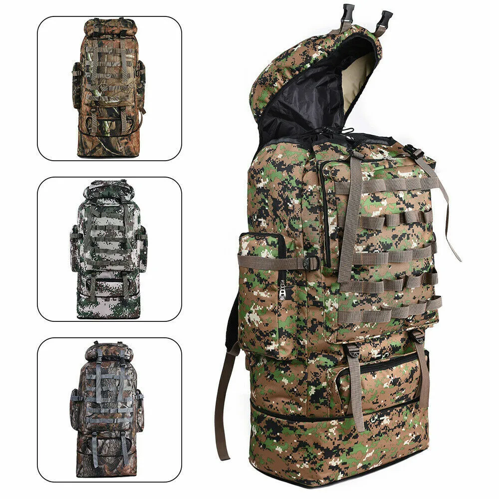 100L Outdoor Molle Military Tactical Bag Waterproof Hiking Backpack