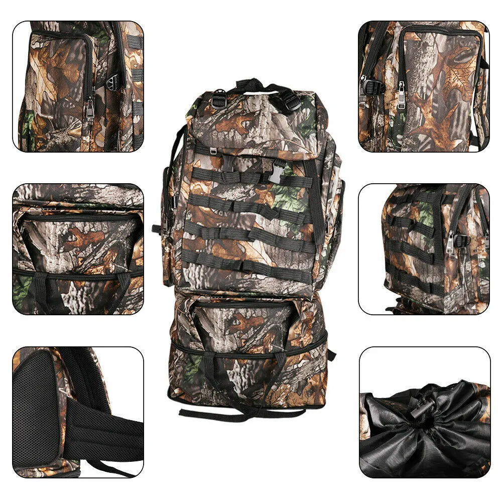100L Outdoor Molle Military Tactical Bag Waterproof Hiking Backpack