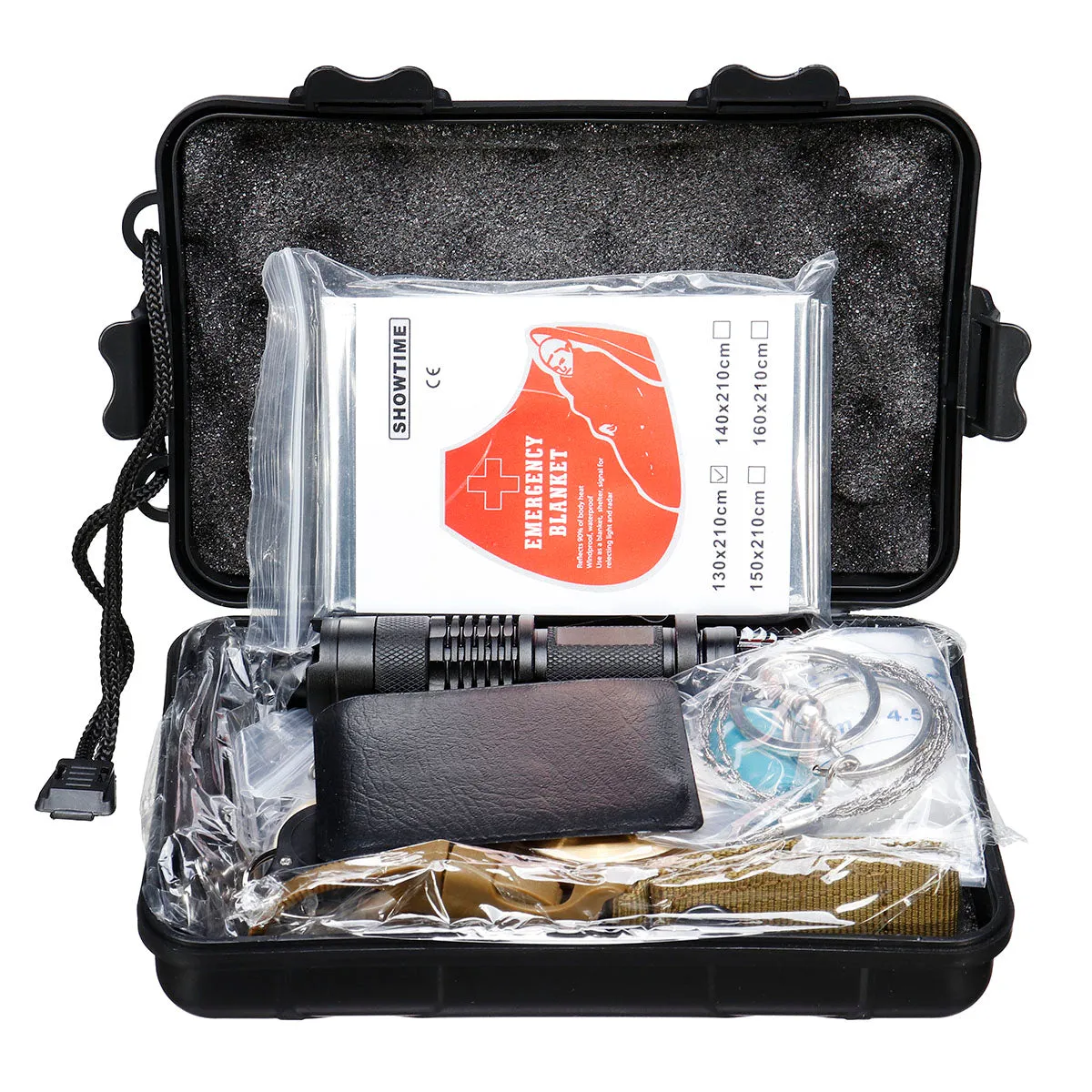 30-piece emergency camping and survival first aid kit with outdoor gear and tactical tools. - 30 in 1 SOS Emergency Camping Survival First Aid Kit Outdoor Gear Tactical Tool Box