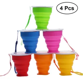 4 Pcs Silicone Foldable Water Bottle Collapsible Multifunction Portable Bottle (Mixed Color)