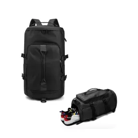 (42x31cm) Travel Backpack Sports Bag with Shoe / Wet Compartment - Black