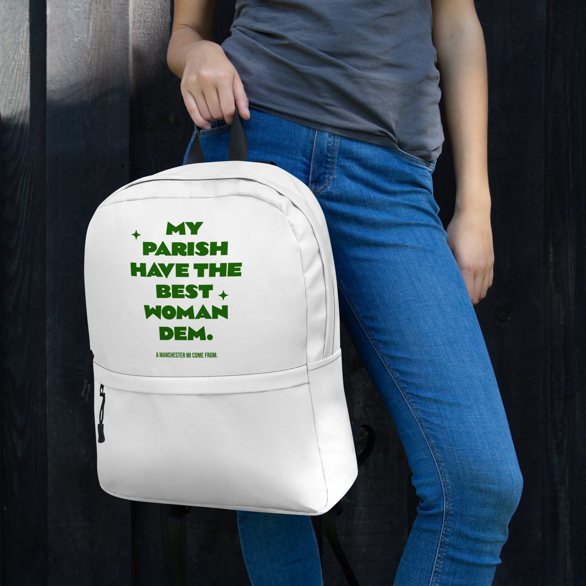 A MANCHESTER MI COME FROM - Backpack - Jamaican slang on a backpack Jamaica personalized backpack Jamaica book bag Jamaican bag