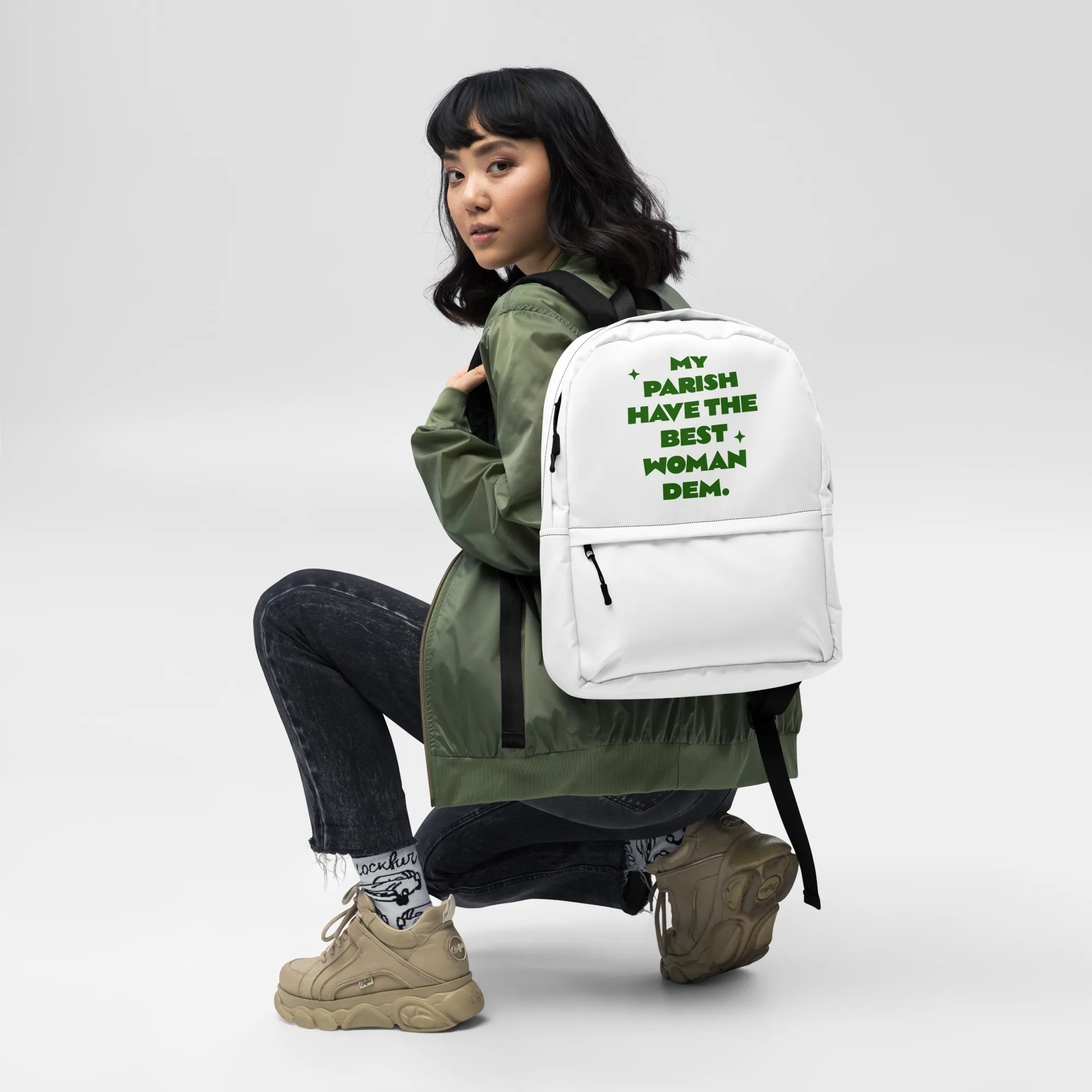 A MANCHESTER MI COME FROM - Best Woman- Backpack - Jamaican slang - Jamaican patios - Jamaican slang on a backpack Jamaica personalized backpack Jamaica book bag Jamaican bag