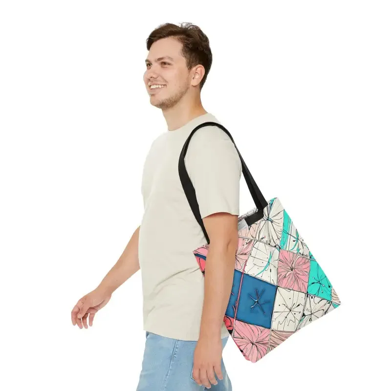 Abstract Square Pattern Print Tote Bag