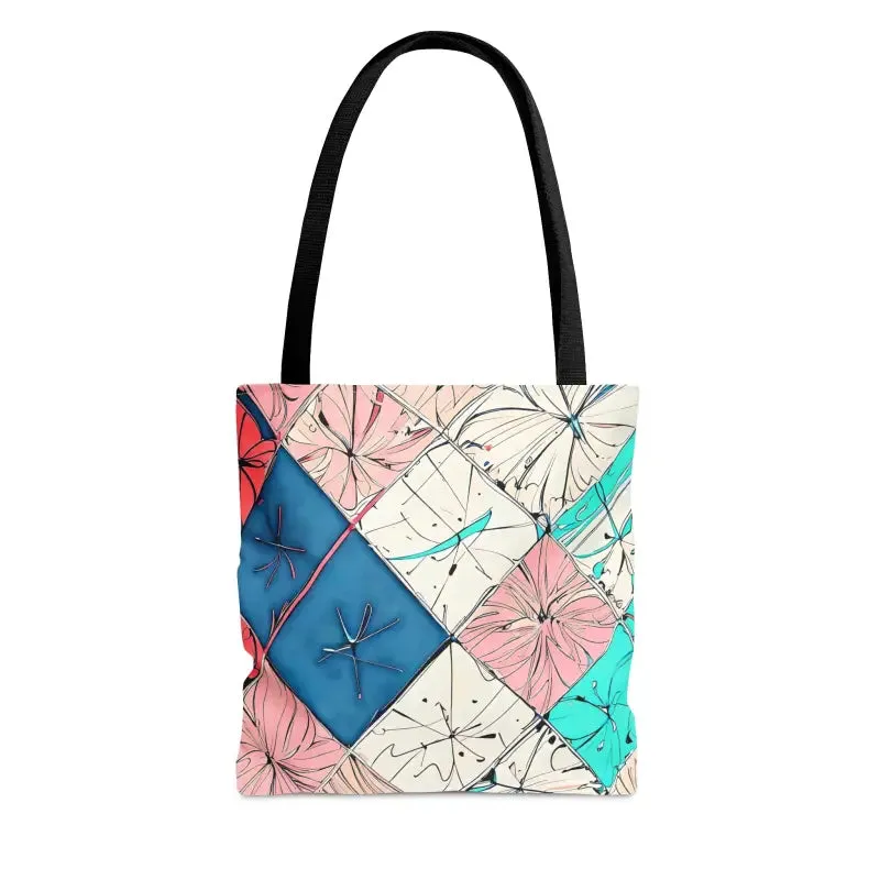 Abstract Square Pattern Print Tote Bag