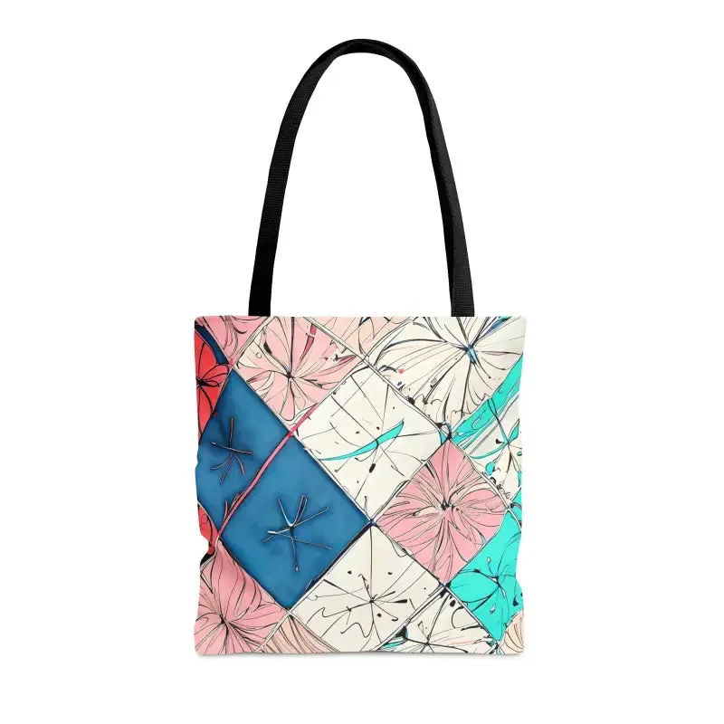 Abstract Square Pattern Print Tote Bag