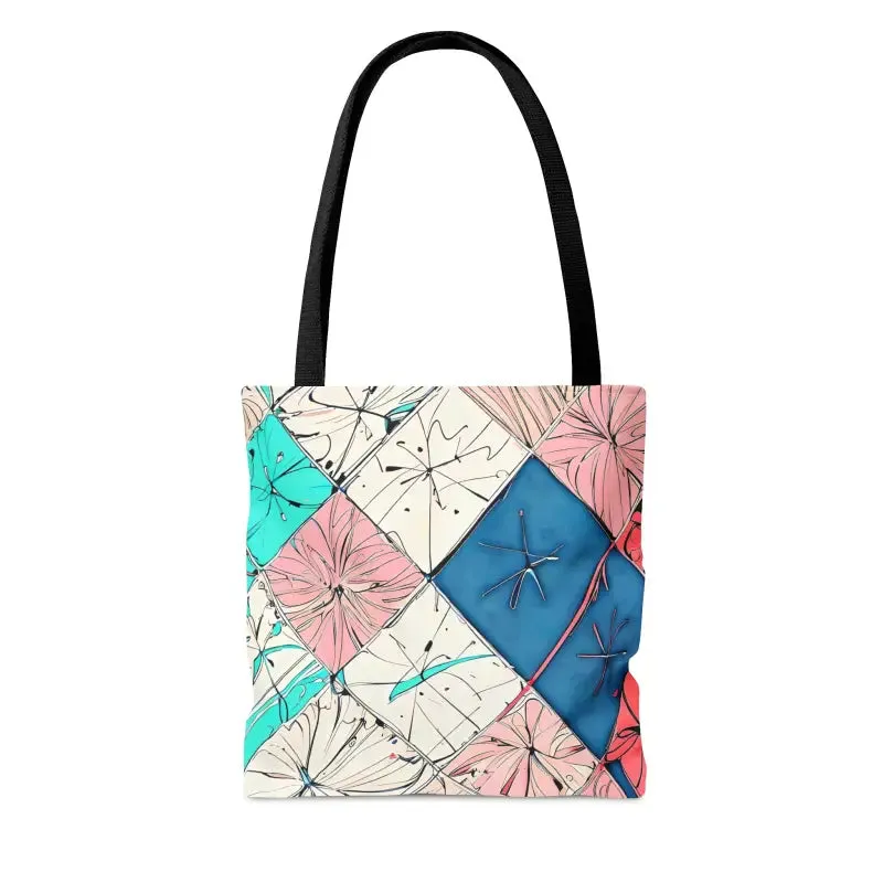 Abstract Square Pattern Print Tote Bag