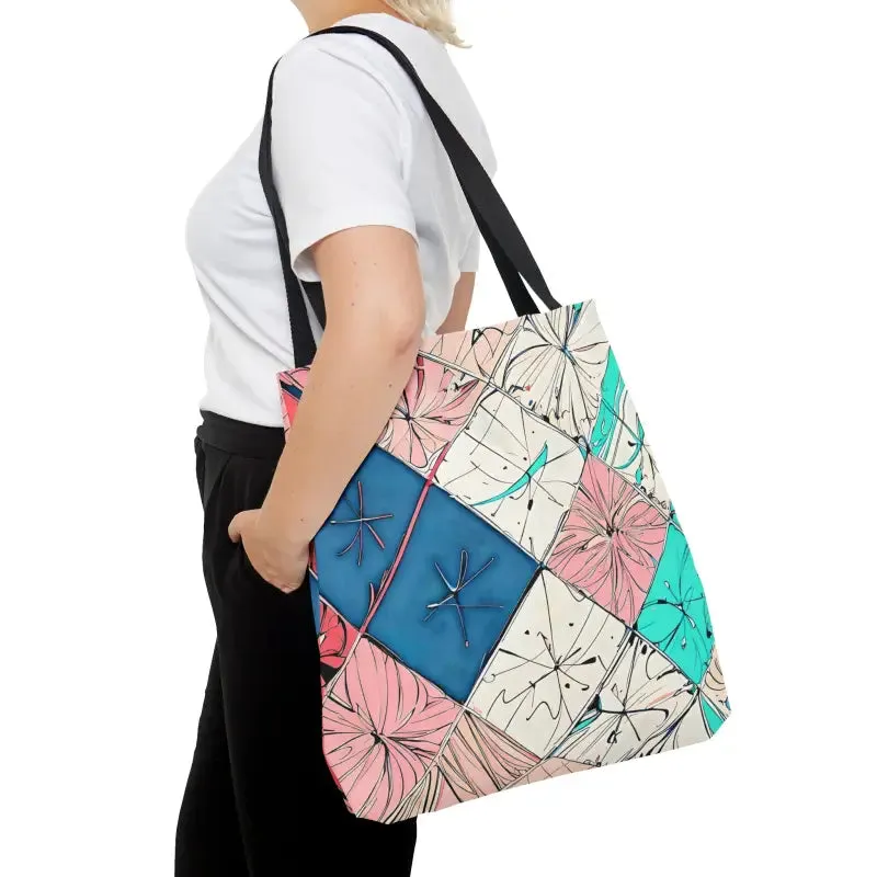 Abstract Square Pattern Print Tote Bag