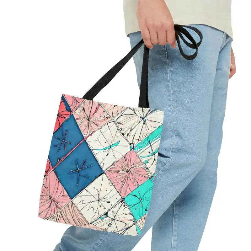 Abstract Square Pattern Print Tote Bag