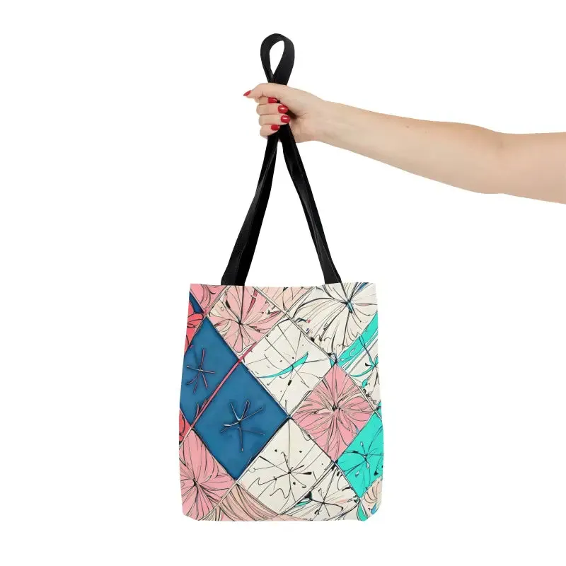 Abstract Square Pattern Print Tote Bag