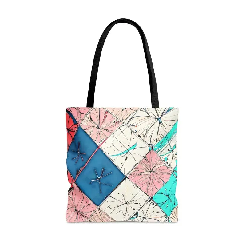 Abstract Square Pattern Print Tote Bag
