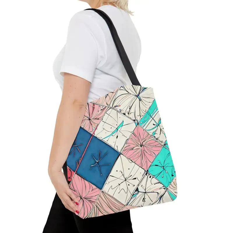 Abstract Square Pattern Print Tote Bag