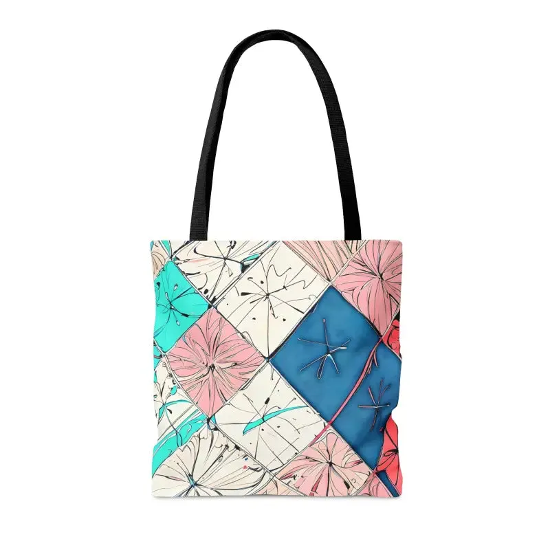 Abstract Square Pattern Print Tote Bag