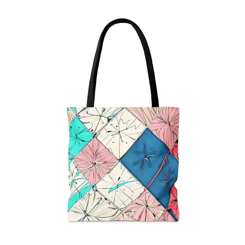 Abstract Square Pattern Print Tote Bag