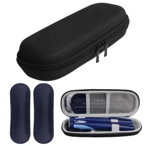 ACWOO insulin cooler bag, insulin pen cooler bag with 2 ice packs, TSA diabetic bag for insulin pen, diabetic accessories, epipen, syringes, insulin, travel diabetic bag, black black hard capsule