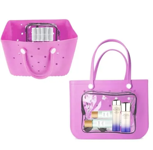 Aimeiar 3 Packs Clear Bogg Beach Tote Bag Accessories suitable for Bogg Bag Insert Bag Travel Cellphone Makeup Clean Toiletry Brush Organizer Cosmetic Divider Storage Inner Pouch