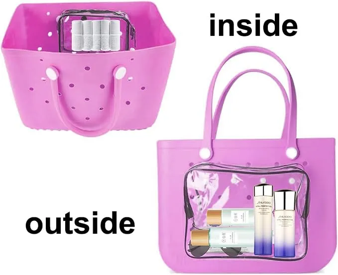 Aimeiar 3 Packs Clear Bogg Beach Tote Bag Accessories suitable for Bogg Bag Insert Bag Travel Cellphone Makeup Clean Toiletry Brush Organizer Cosmetic Divider Storage Inner Pouch