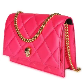 Alexander McQueen Hot Pink Quilted Leather Mini Skull Crossbody Bag