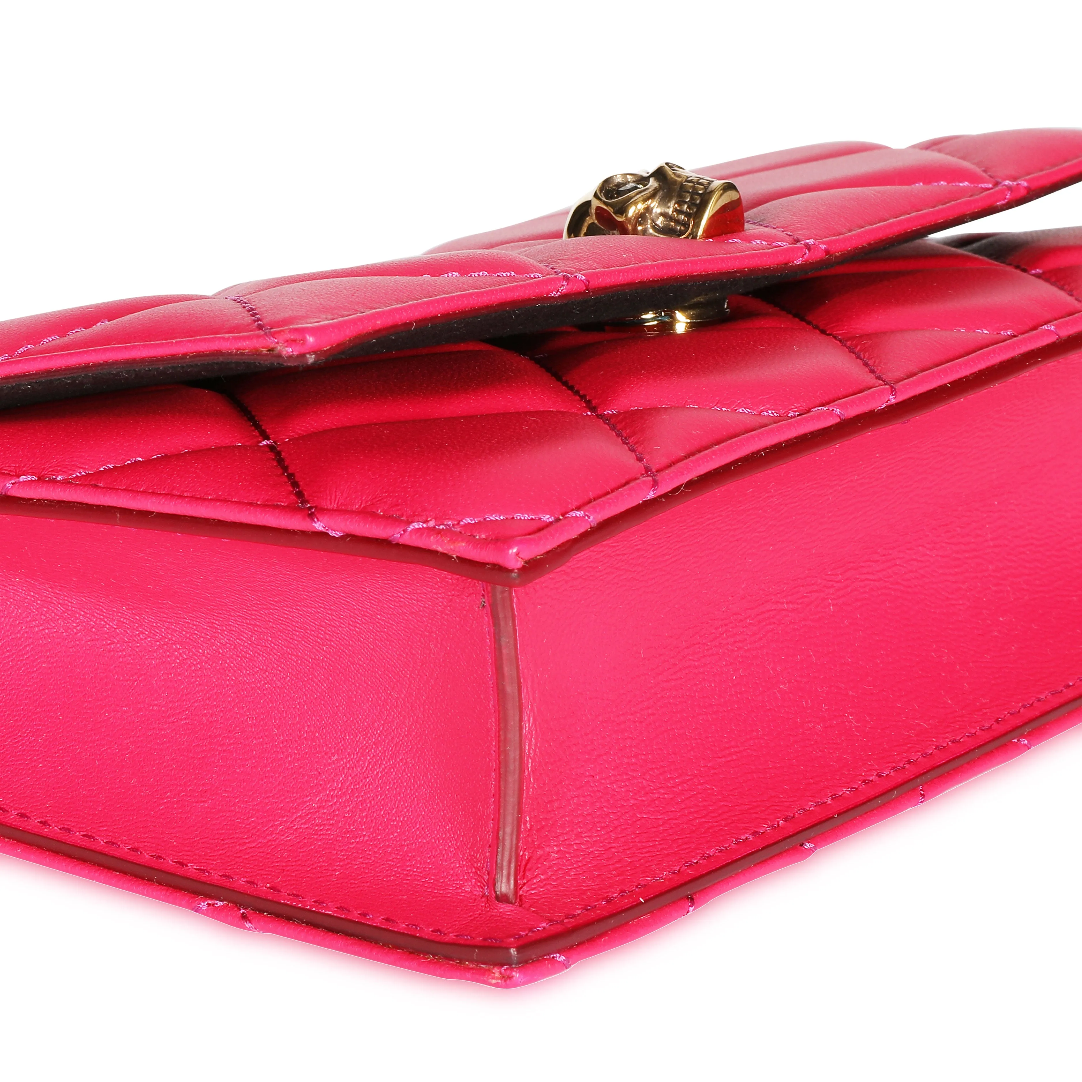 Alexander McQueen Hot Pink Quilted Leather Mini Skull Crossbody Bag