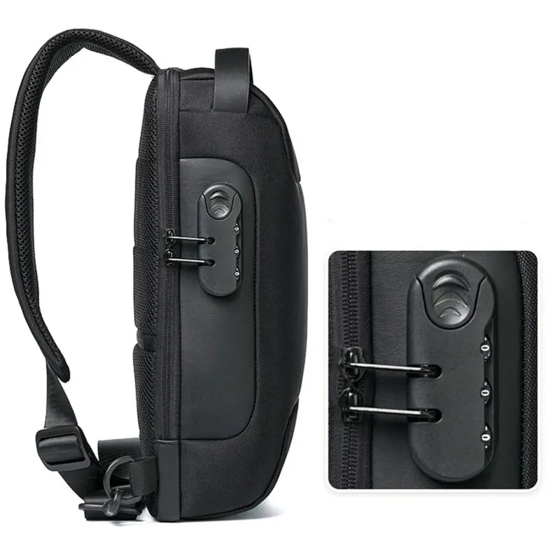 Anti-Theft Men's USB Crossbody Satchel Shoulder Bags Oxford Cloth Waterproof Multifunctional Travel Messenger Chest Waist Bag