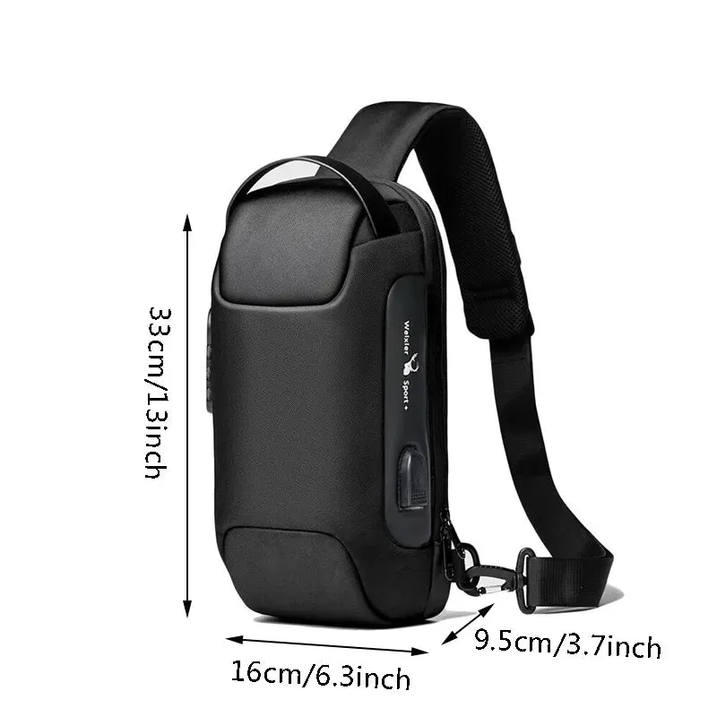 Anti-Theft Men's USB Crossbody Satchel Shoulder Bags Oxford Cloth Waterproof Multifunctional Travel Messenger Chest Waist Bag