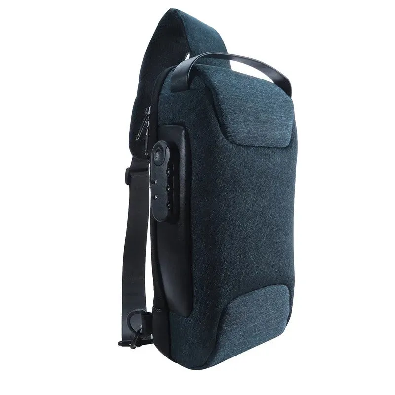 Anti-Theft Men's USB Crossbody Satchel Shoulder Bags Oxford Cloth Waterproof Multifunctional Travel Messenger Chest Waist Bag