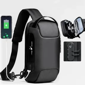 Anti-Theft Men's USB Crossbody Satchel Shoulder Bags Oxford Cloth Waterproof Multifunctional Travel Messenger Chest Waist Bag