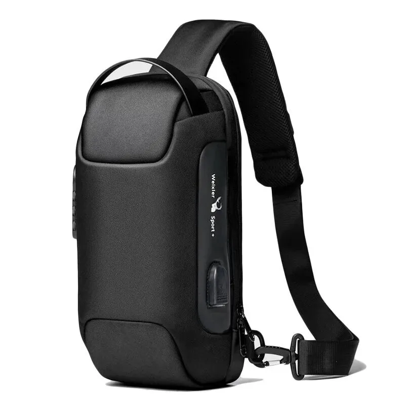 Anti-Theft Men's USB Crossbody Satchel Shoulder Bags Oxford Cloth Waterproof Multifunctional Travel Messenger Chest Waist Bag