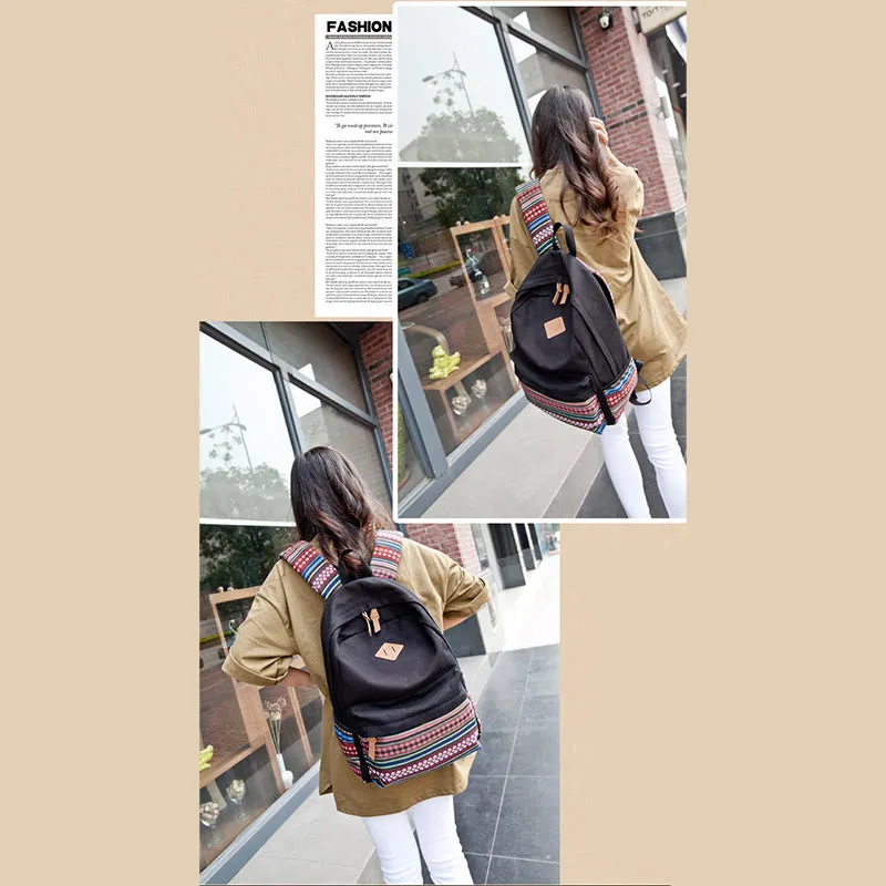 Backpack for Women Colorful Stripe Custom Canvas Student Sport Daypack