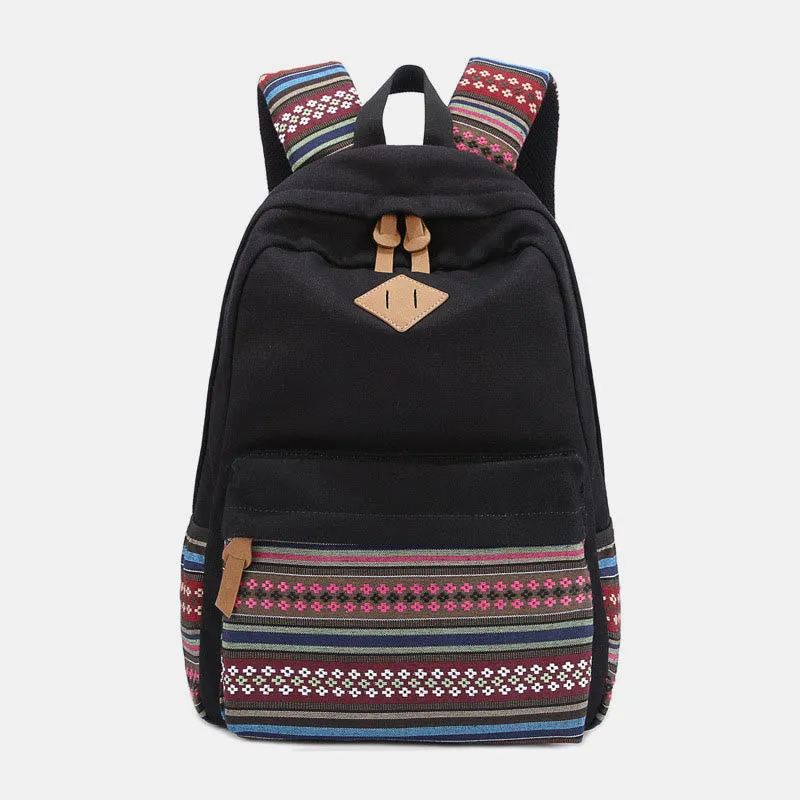 Backpack for Women Colorful Stripe Custom Canvas Student Sport Daypack