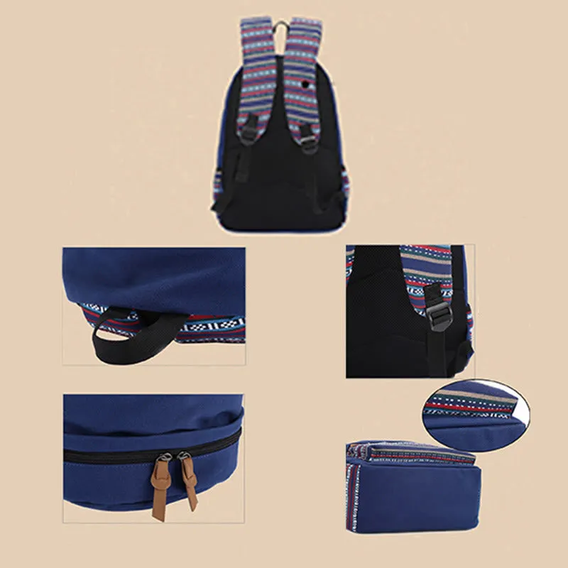 Backpack for Women Colorful Stripe Custom Canvas Student Sport Daypack