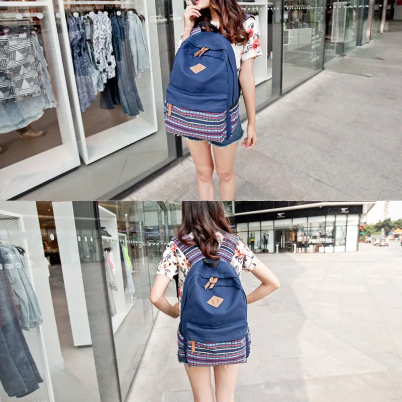 Backpack for Women Colorful Stripe Custom Canvas Student Sport Daypack