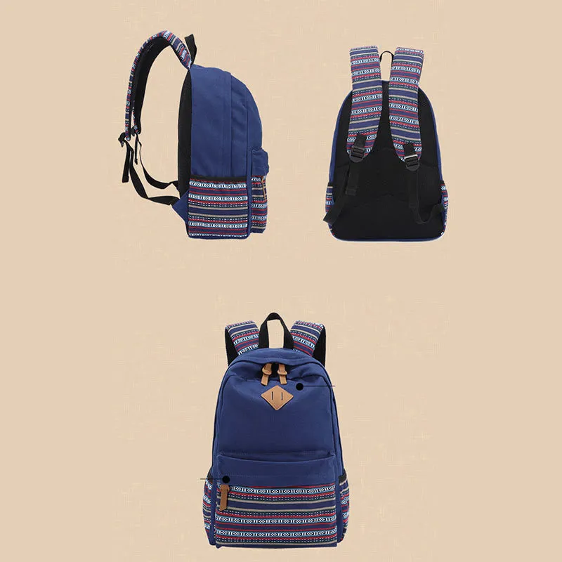 Backpack for Women Colorful Stripe Custom Canvas Student Sport Daypack