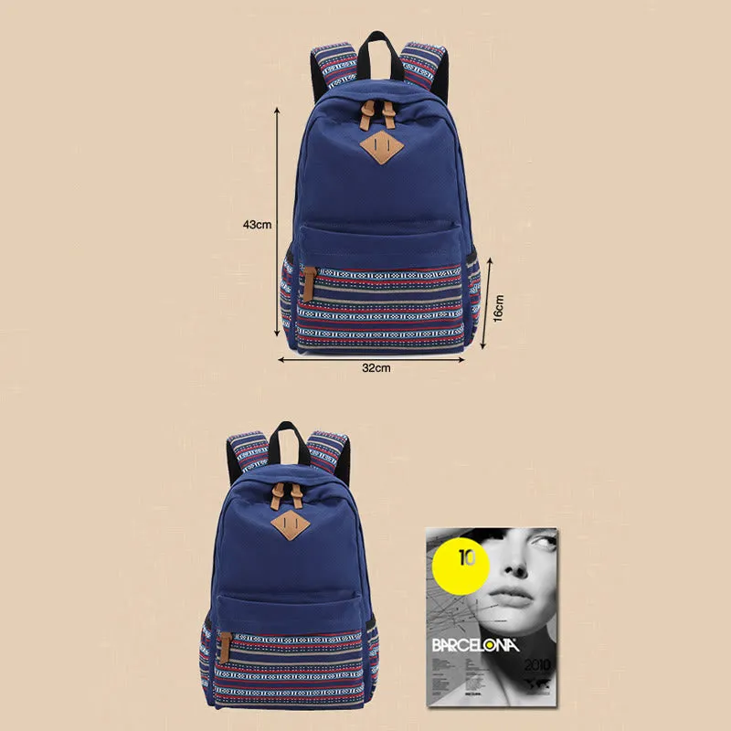 Backpack for Women Colorful Stripe Custom Canvas Student Sport Daypack
