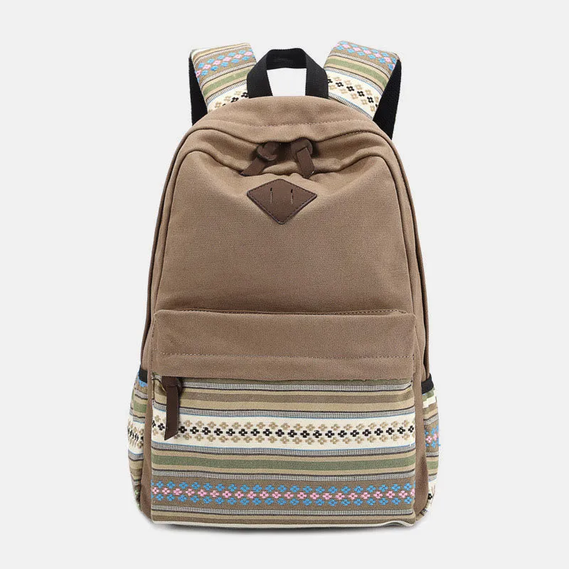 Backpack for Women Colorful Stripe Custom Canvas Student Sport Daypack