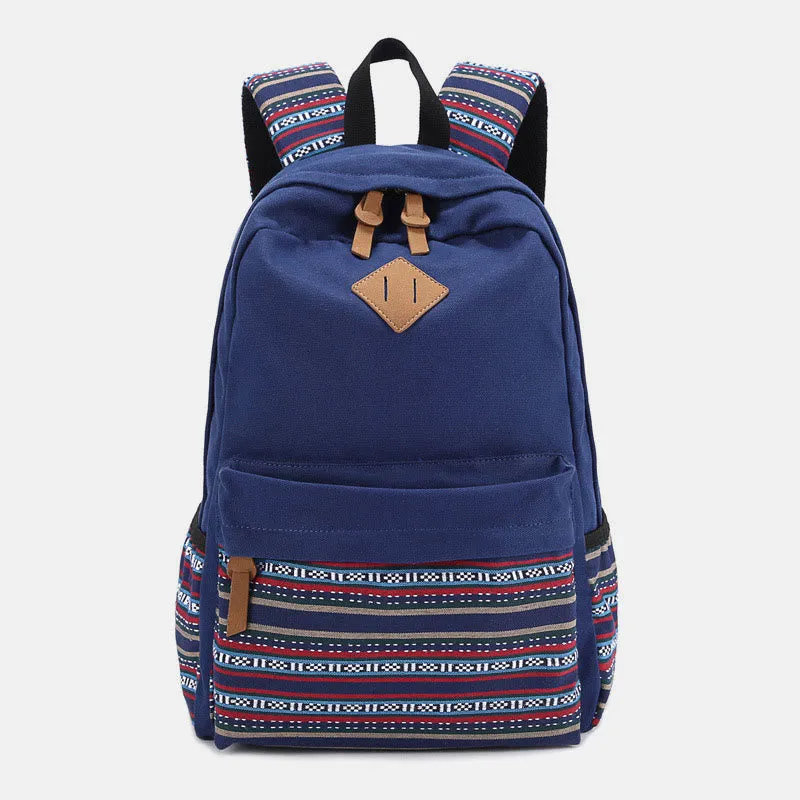 Backpack for Women Colorful Stripe Custom Canvas Student Sport Daypack