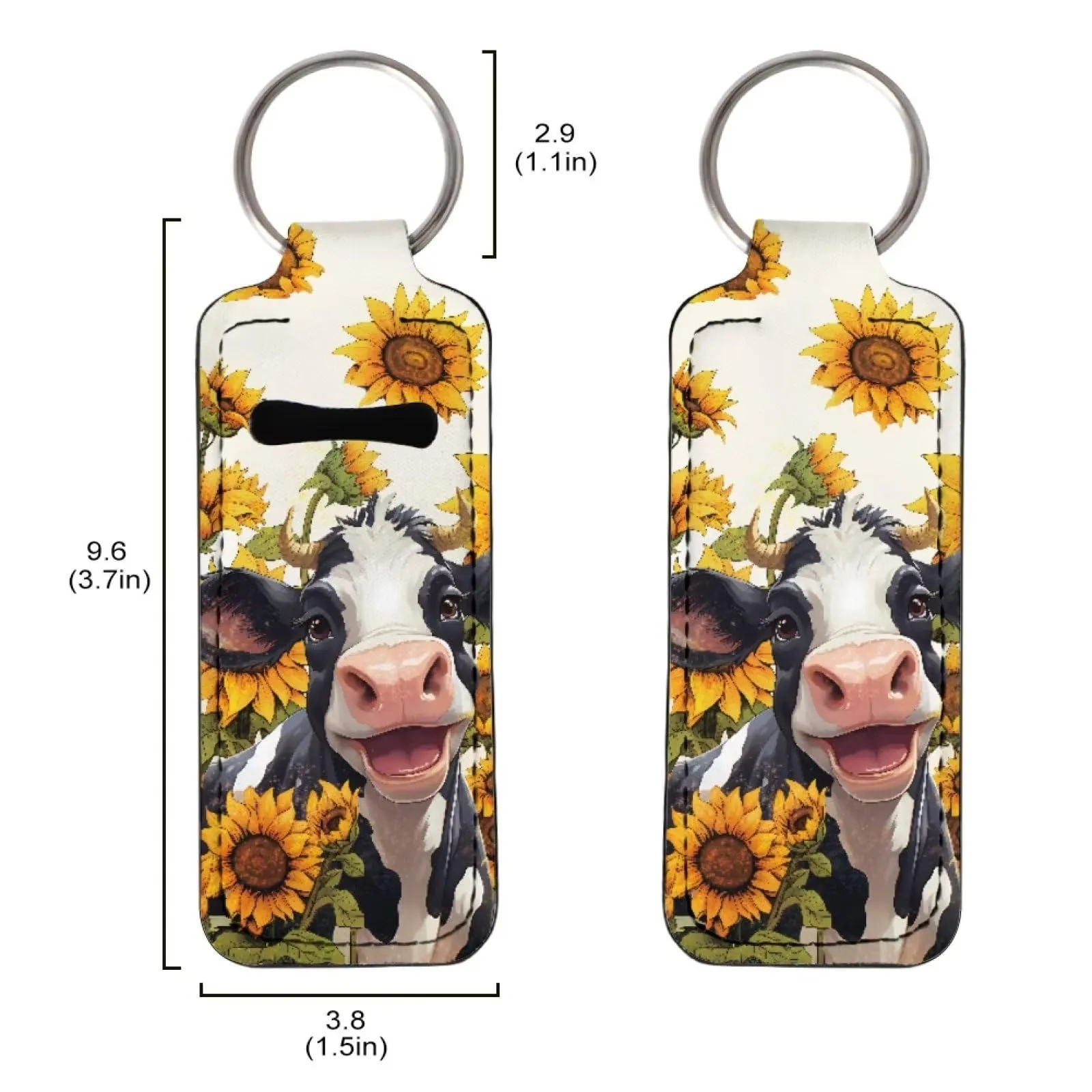 Baxinh Sunflower Cow Printed Chapstick Holder Keychain Clip-on Sleeve Chap Stick Pouch Lip Balm Holsteror Lipstick Tracker Safeguard