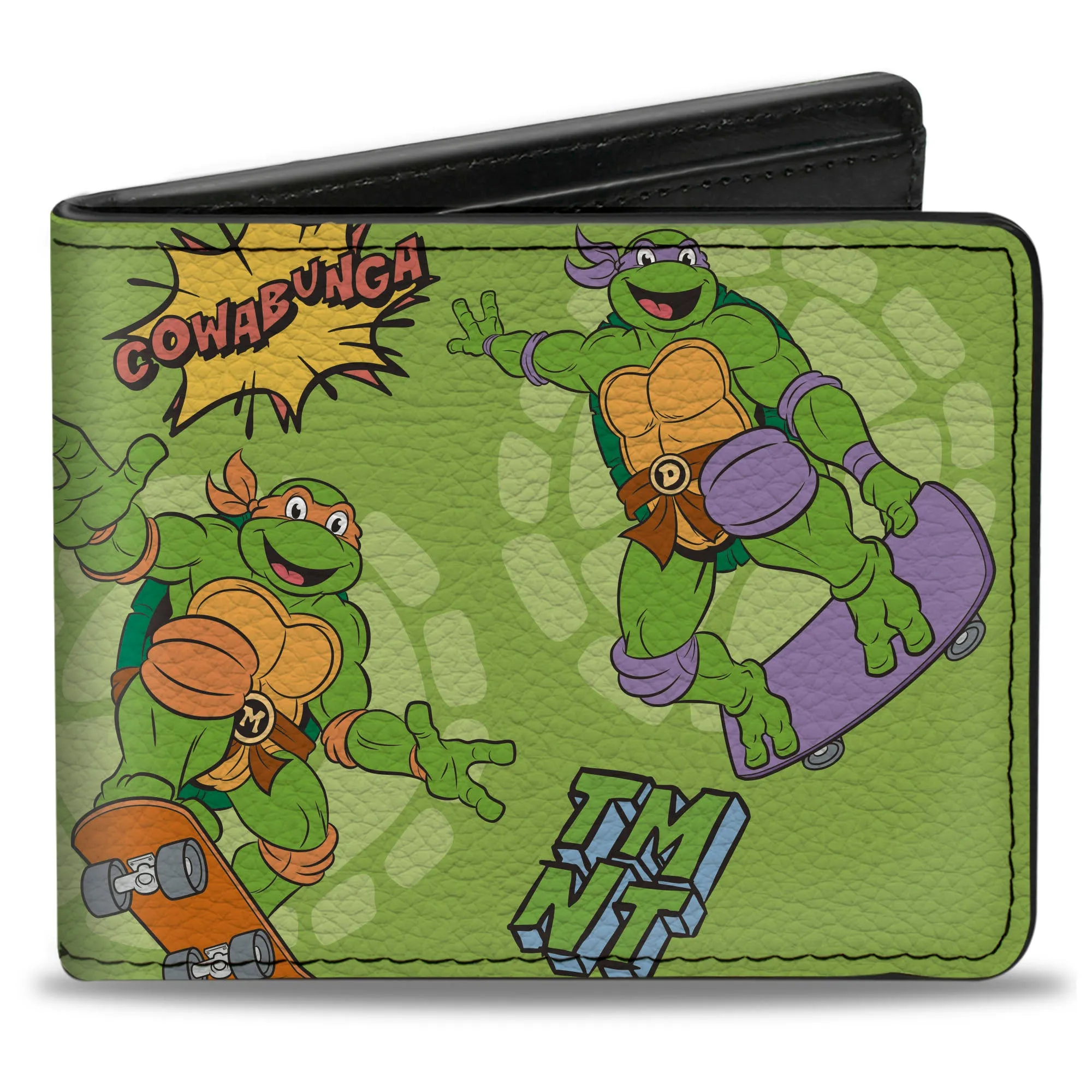 Bi-Fold Wallet - Teenage Mutant Ninja Turtles COWABUNGA Skateboarding Poses Greens