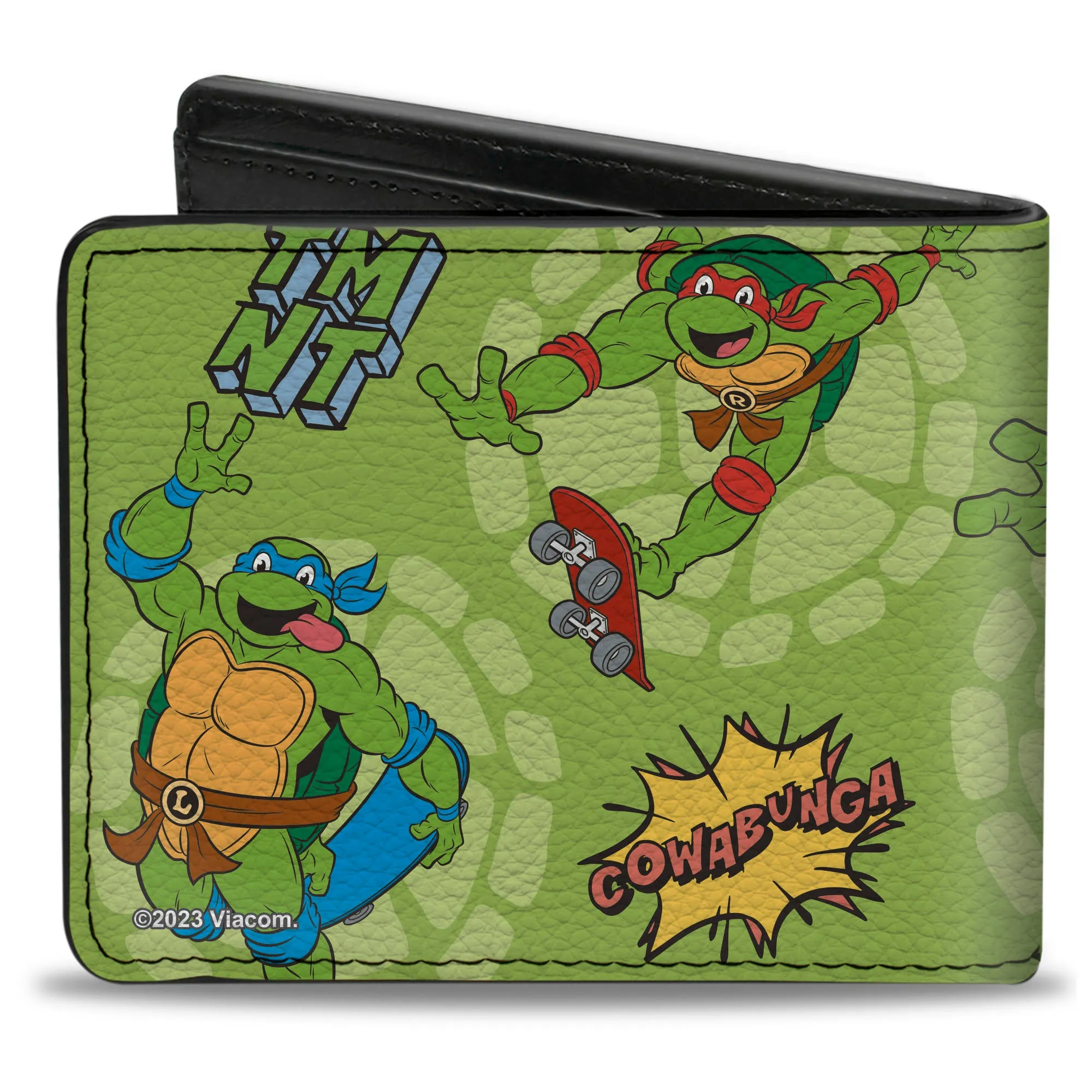 Bi-Fold Wallet - Teenage Mutant Ninja Turtles COWABUNGA Skateboarding Poses Greens