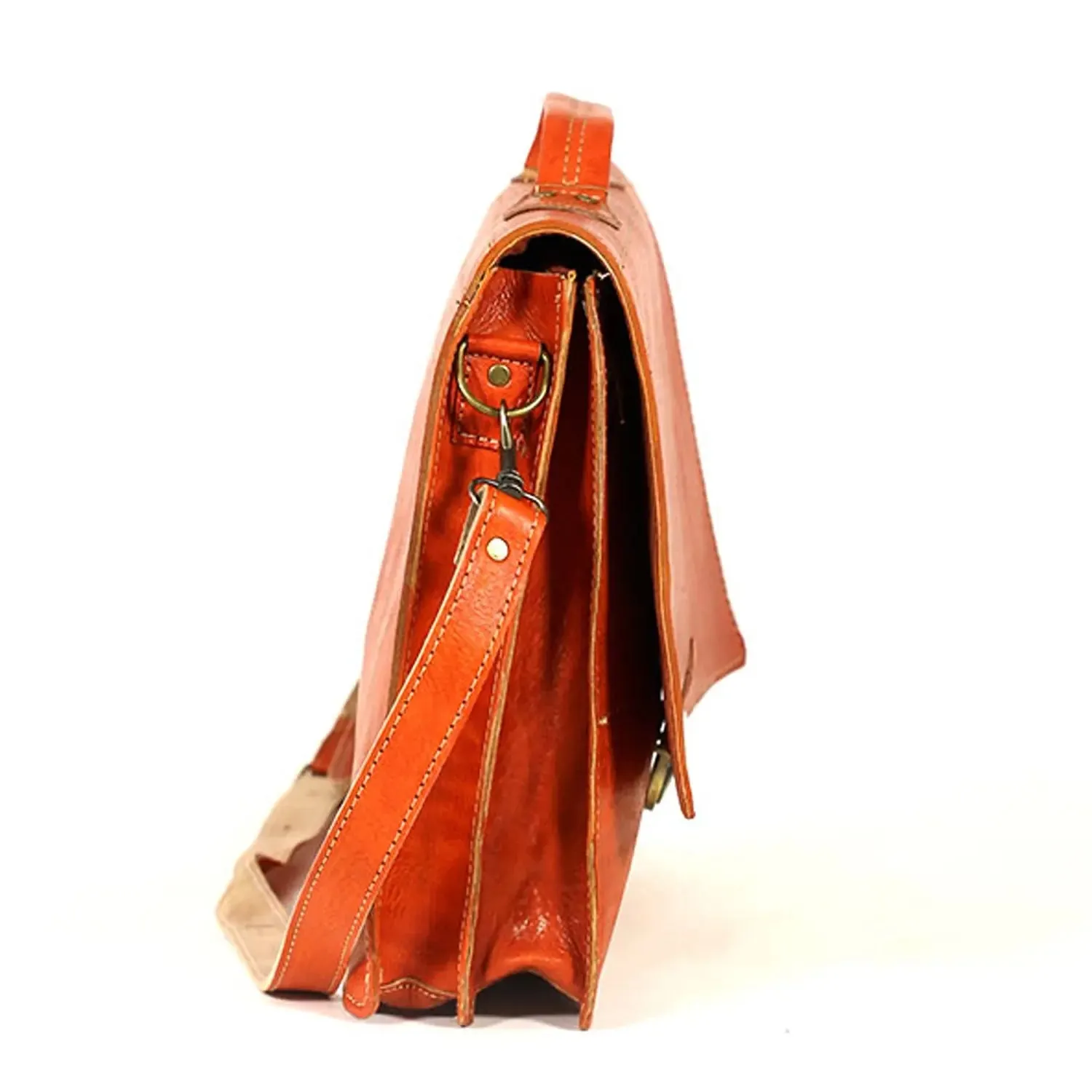 Biyadina Premium Vintage Messenger Leather Bag Handmade Satchel Red by our highly expert craftsman