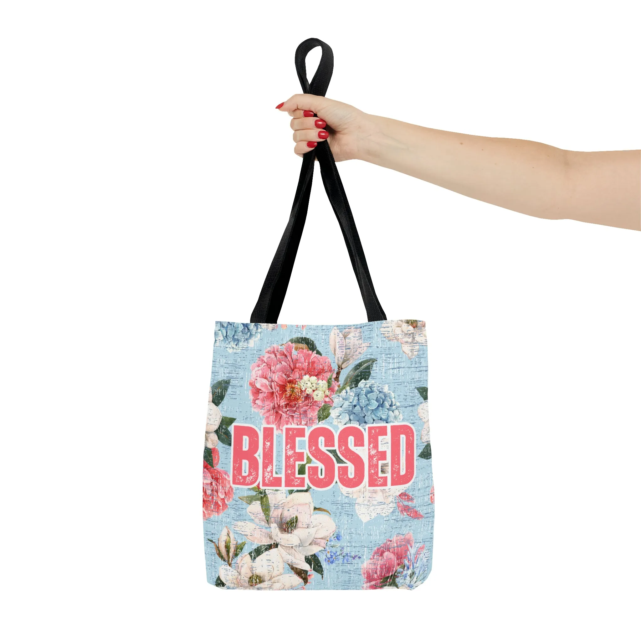 Blessed Blooms: Women's Small Tote Bag with White and Pink Flower Canvas