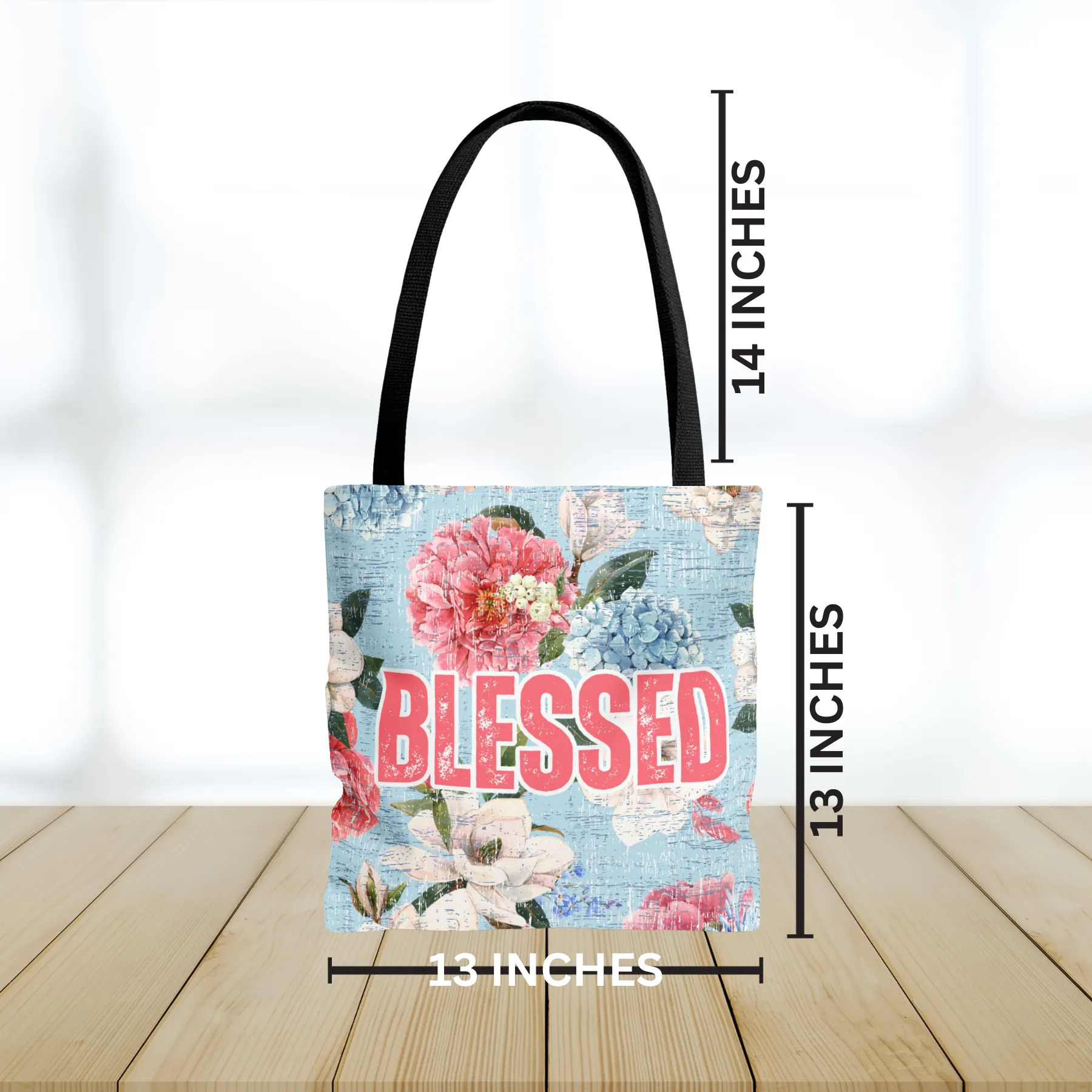 Blessed Blooms: Women's Small Tote Bag with White and Pink Flower Canvas