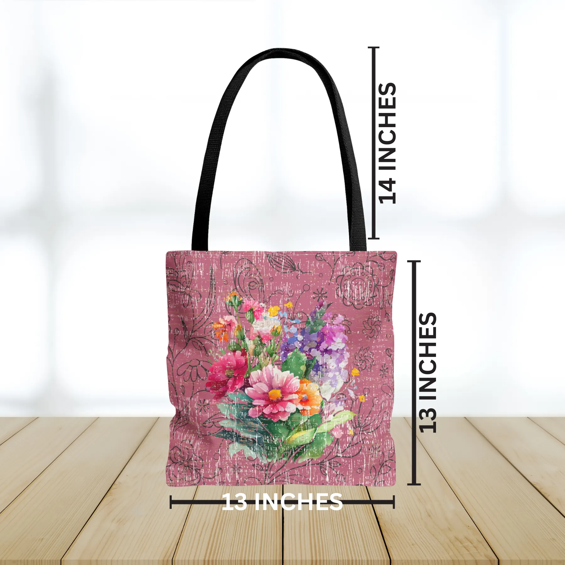 Blooming Rose Elegance: Petite Tote Bag with Stylish Floral Bouquet