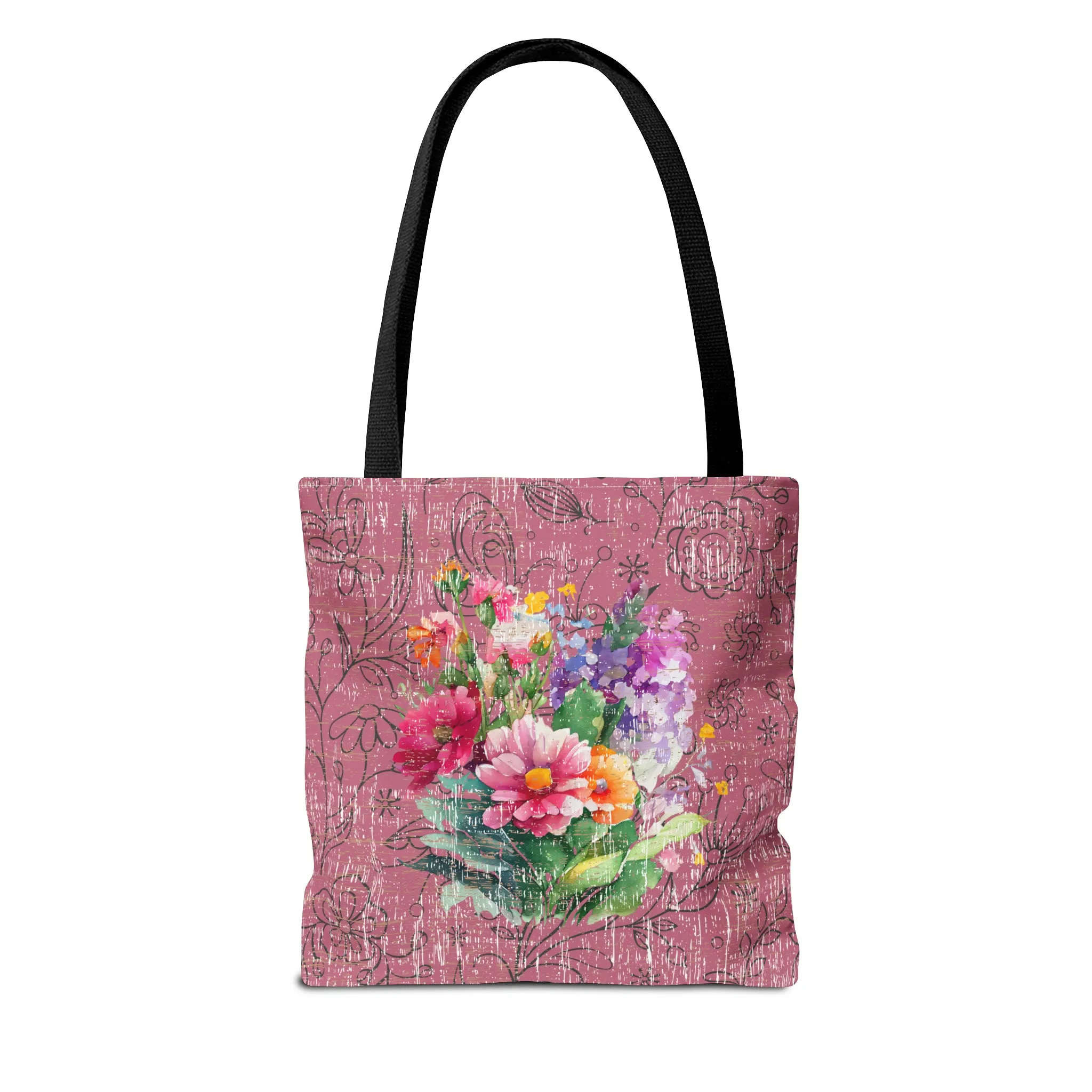 Blooming Rose Elegance: Petite Tote Bag with Stylish Floral Bouquet