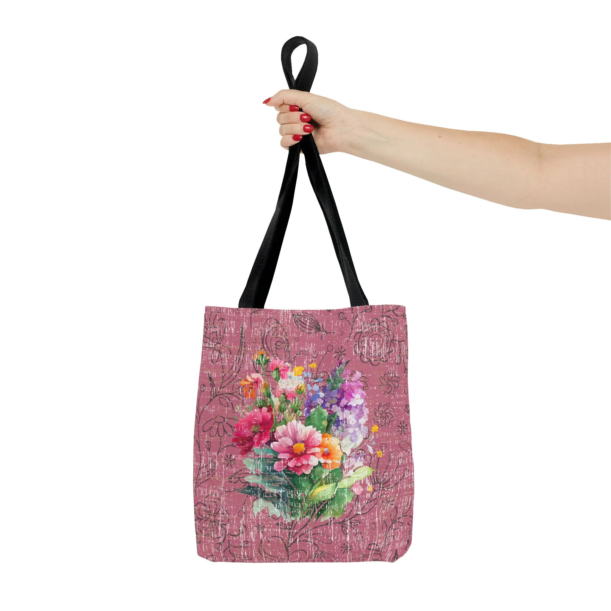Blooming Rose Elegance: Petite Tote Bag with Stylish Floral Bouquet