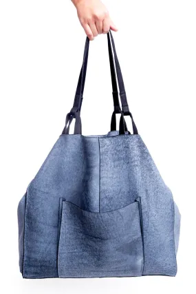 Blue Denim Leather Tote