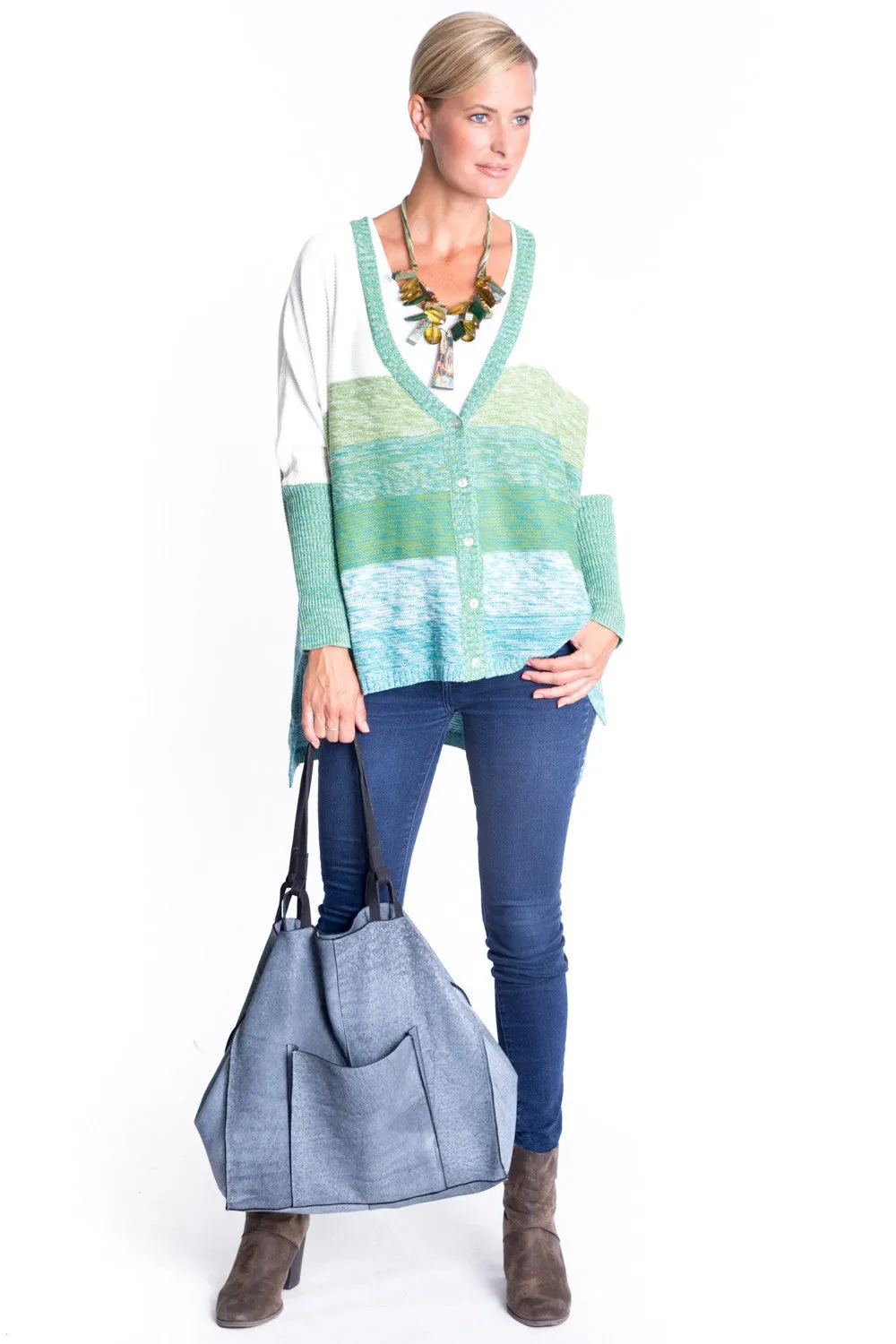 Blue Denim Leather Tote