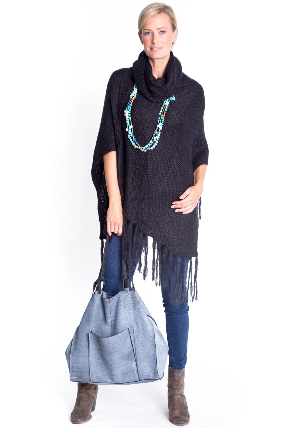 Blue Denim Leather Tote